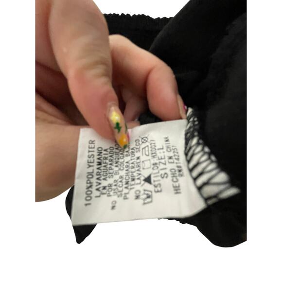 Love Letter Collection Boho Black Front Tie Cropped Blouse Stretchy L Cottage - Picture 4 of 5